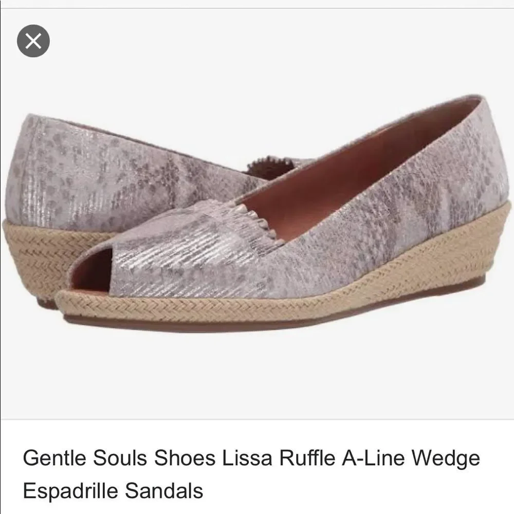 Gentle Souls Lissa Demi Wedges Peeptoe Espadrilles Shoes Size 8 NWOB